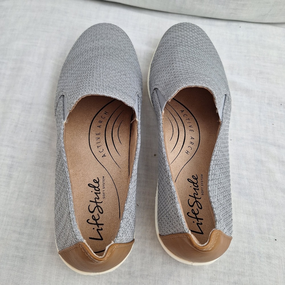 Sneakers Shoes LifeStride Grey 10W Slip On Next Level Women Tan Athleisure - Picture 9 of 10